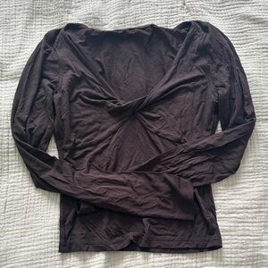 Elegant Brown Long Sleeve Top